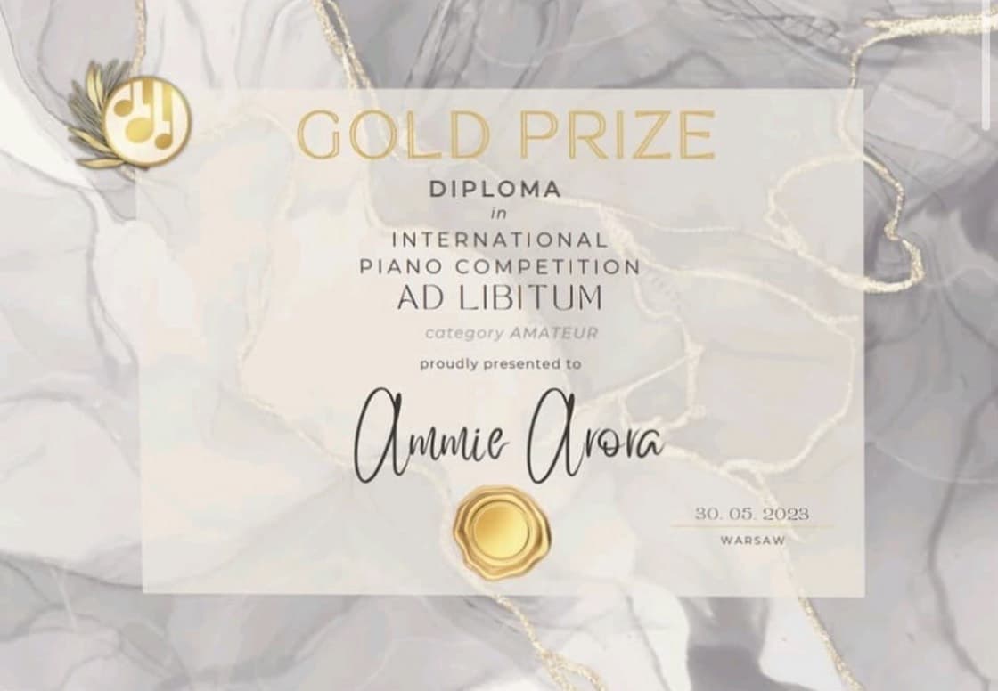 Ad Libitum Piano Competition, Poland | Gold Prize 