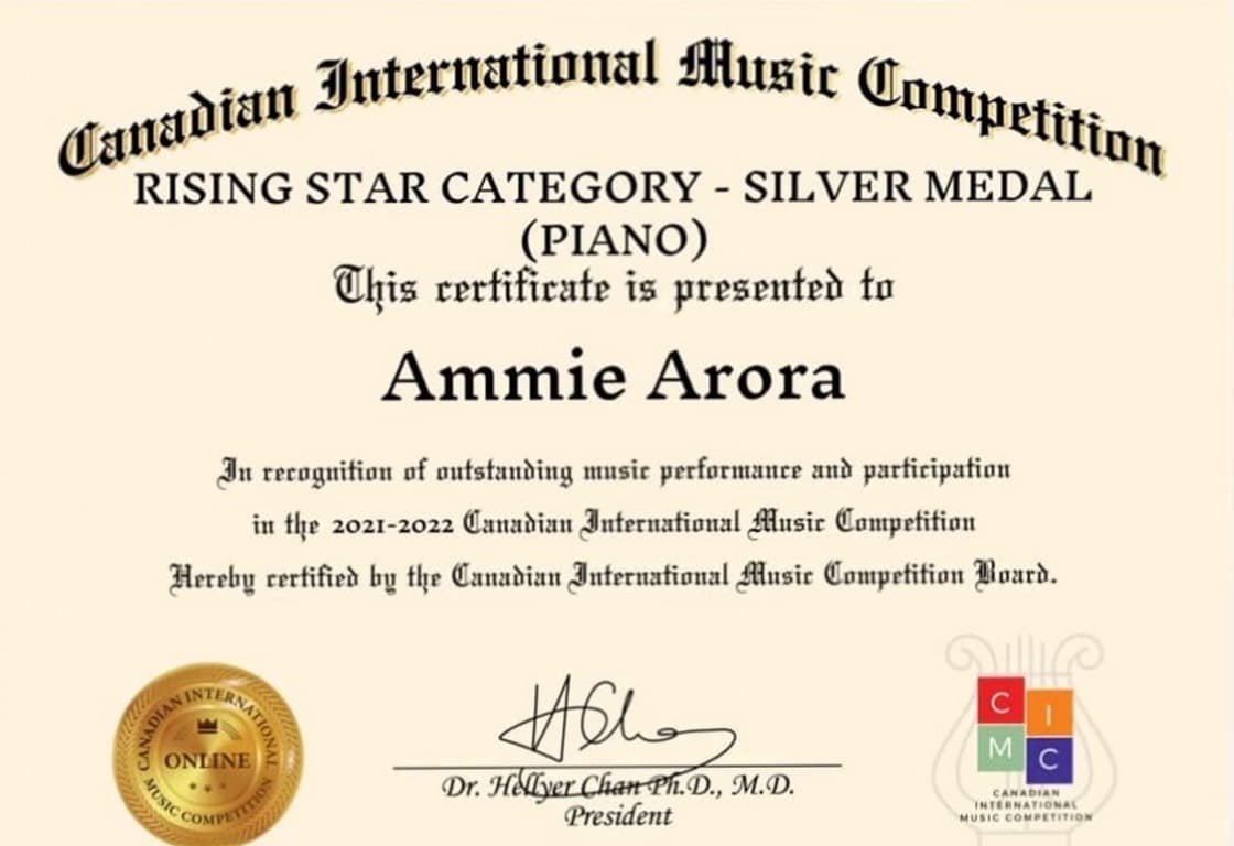 Canadian International Music competition | Silver Medal (Pop, Rising Star)