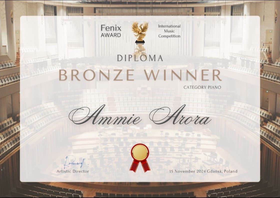 Fenix International Music Competition, Poland | Bronze Medal