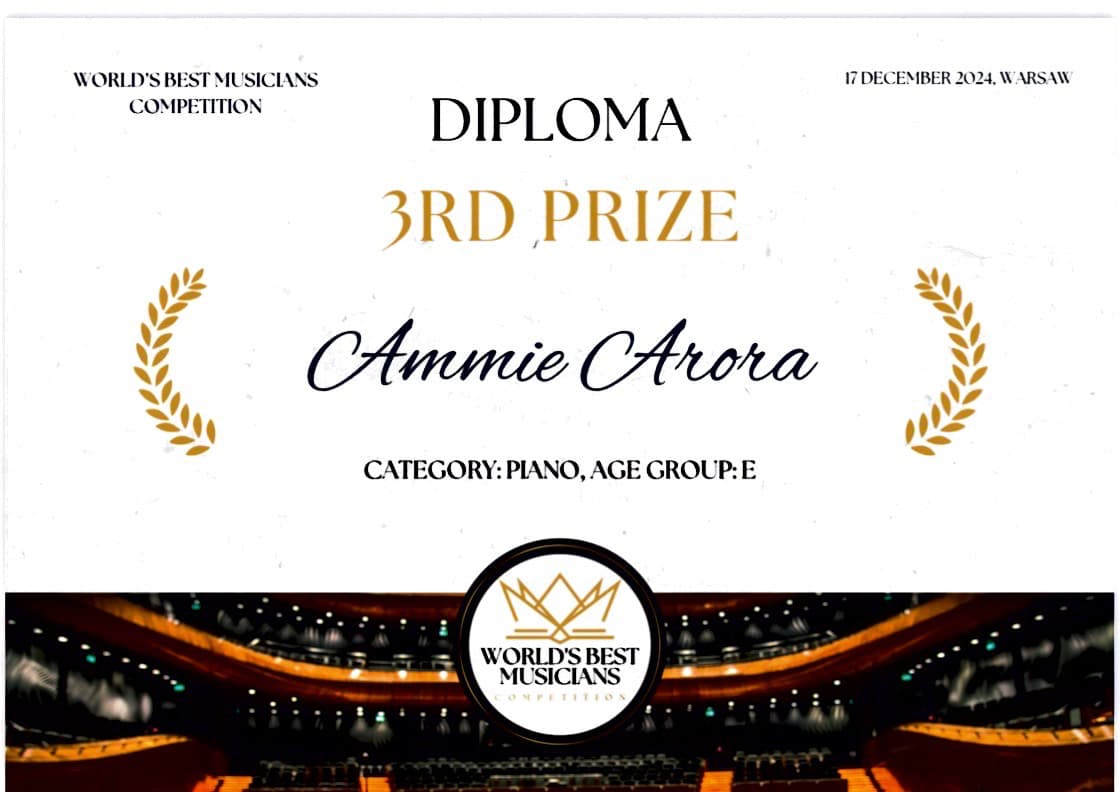 World’s Best Musicians Competition, Warsaw, Poland | Third Prize